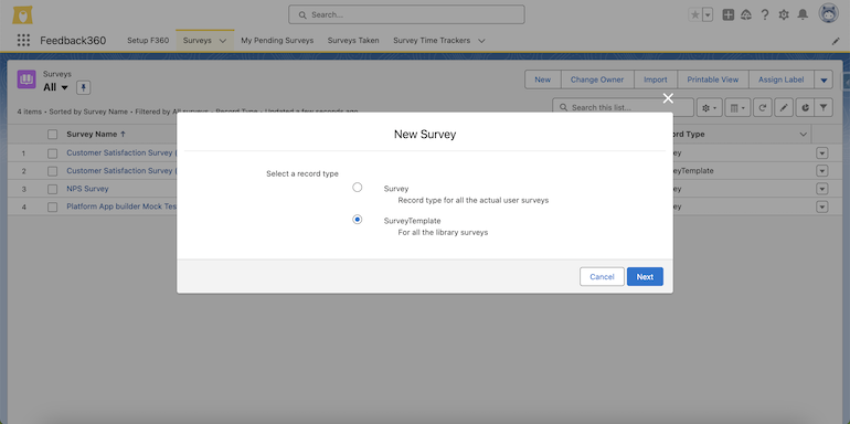 Select Template record type