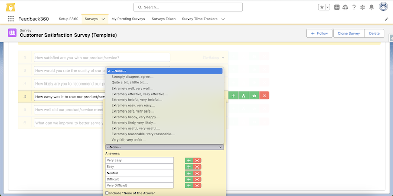 Flexible question options
