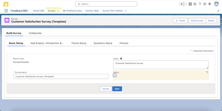 Finalize survey