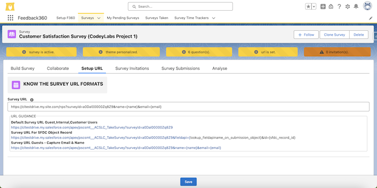 Survey public URL and invitations