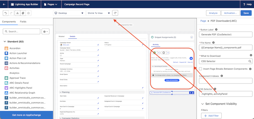 CSS Selector option configuration